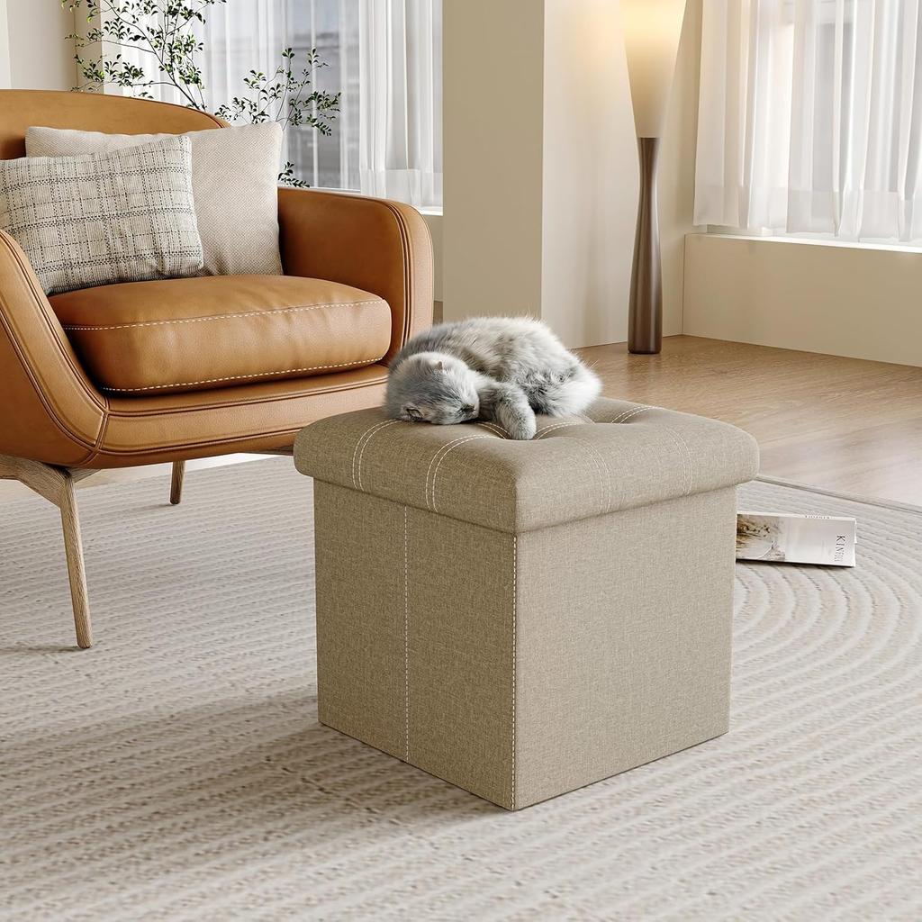 YOUDENOVA Skládací úložný otoman s paměťovou pěnou Stolička pro obývací pokoje a předsíně s nosností 160 kg Stolička, Podložka, Podnožka, Pokoje, Vstupní prostory,