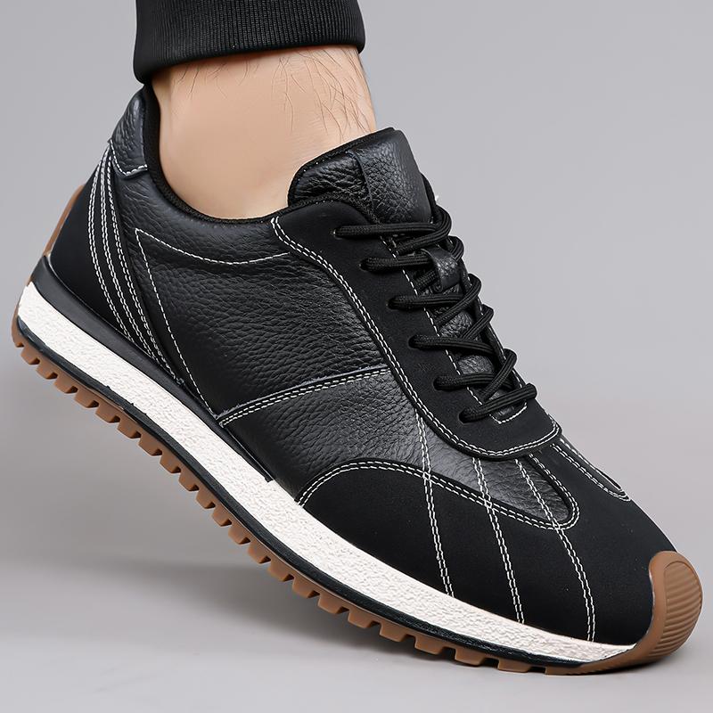 Retro Runners Men Low Top Lace Up Trainers Gum Outsole Two Tone Grained Panels Raised Toe Bumper 38-44