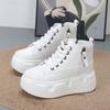 Mode 8CM Hohe Absätze Damen Freizeitschuhe 2025 Keil Schnürschuhe Damenschuhe Sport Damen Sneaker Herbst Plateauschuhe Weiß Schwarz