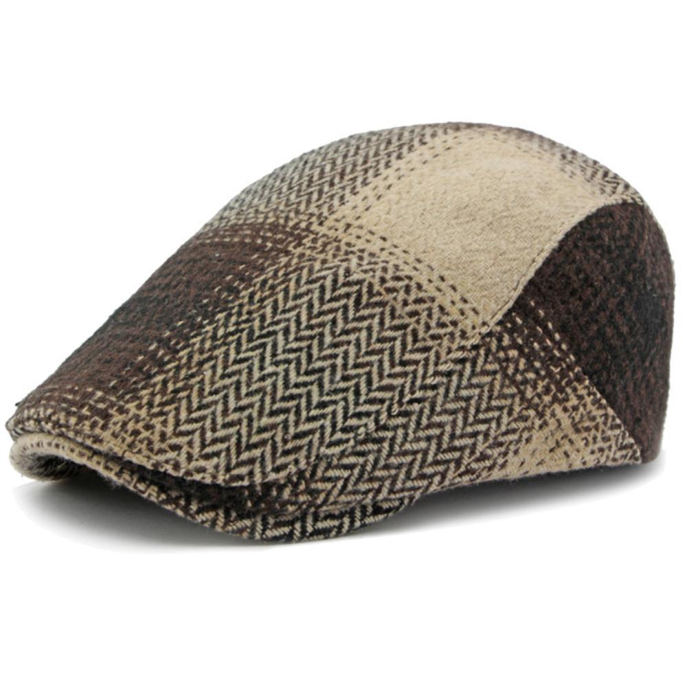 HT4903 Beret Cap New Autumn Winter Wool Beret Hat Women Plaid Artist Painter Hat Male Female Ivy Flat Cap Adjustable Mens Berets