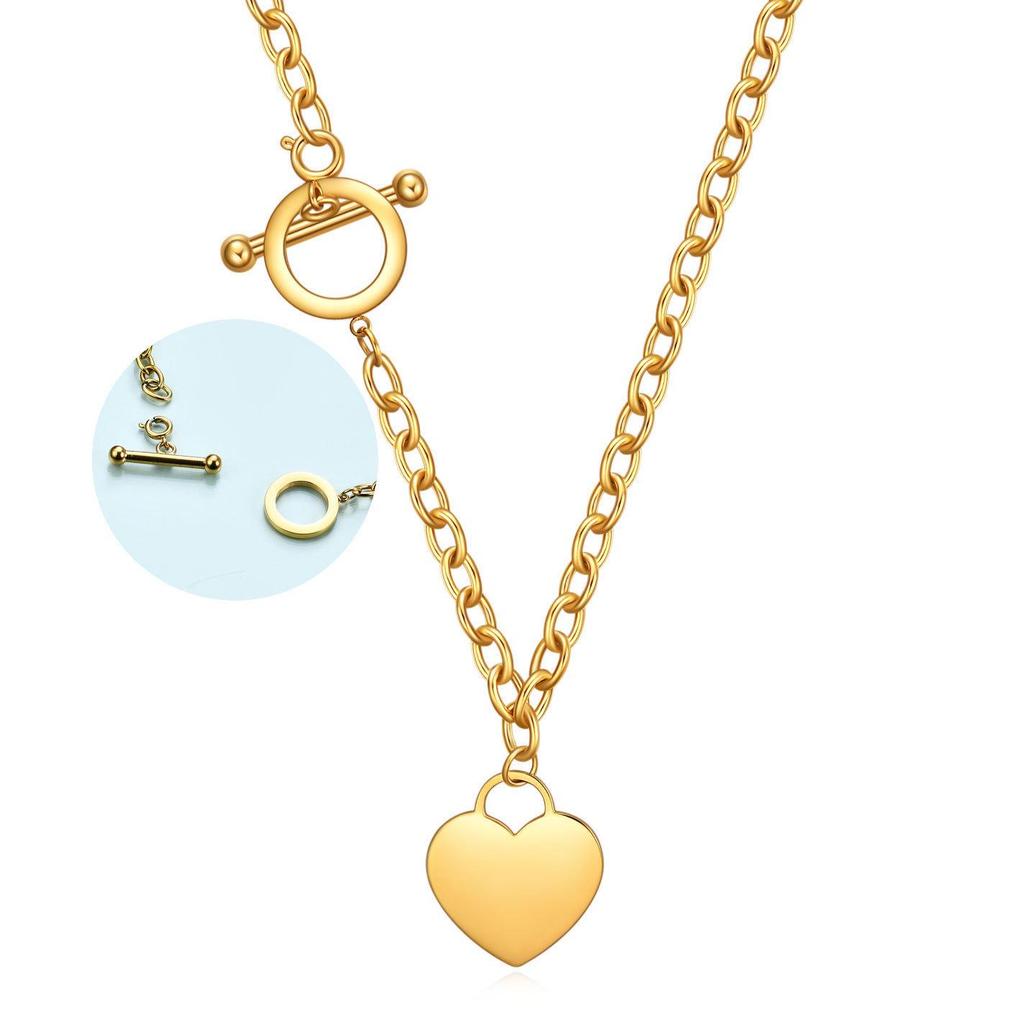 Edelstahl Herz Halskette mit Schlüsselbein OT Kette - Partner Edition, Laser Gravierbar für Damen