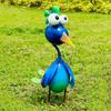 Blue Metal Peacock Sculpture - 3D Outdoor Garden Statue For Yard, Lawn, Backyard, Porch & Pond Decor