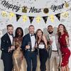 Happy New Year 2026 Banner Black Glitte Pre-Assembled New Years Eve Sign Garland Banner for 2026 NYE Party Supplies Decorations Holiday Home Hanging