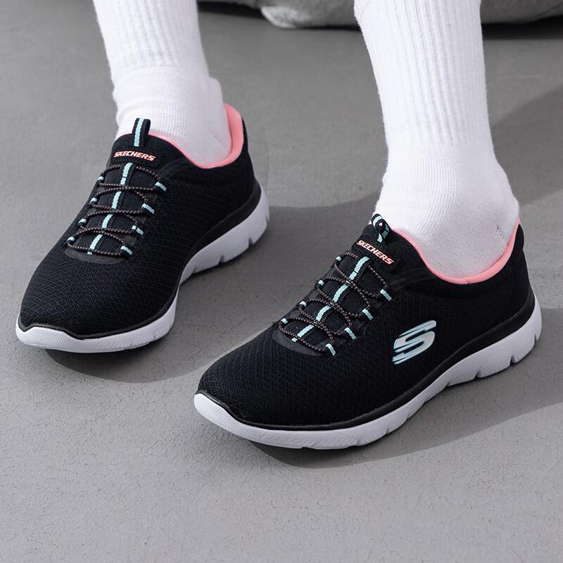 Skechers Women s Slip-On Sporty Casual Shoes 12980-BKPK 8.5