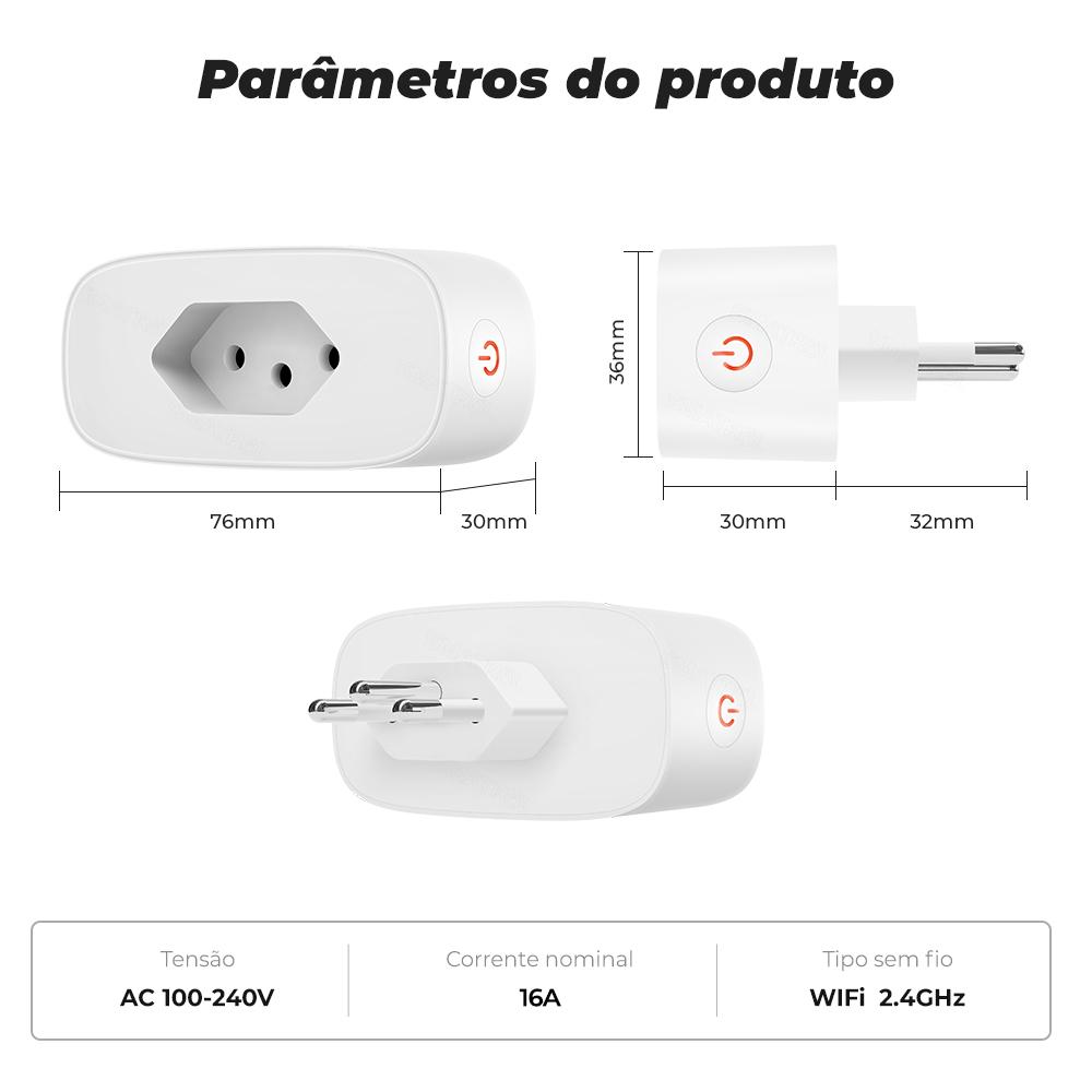 16a Brazil Standard Tuya Wifi Smart Plug Socket Outlet Adapter Power Monitor Timer App Voice Works For Google Home Alexa