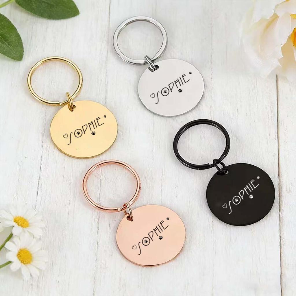 Engravable Stainless Steel Pet ID Tag - Shiny, Anti Loss, Lightweight, Cat Collar, Hanging Tag, Durable, Engraved Pet Nameplate,