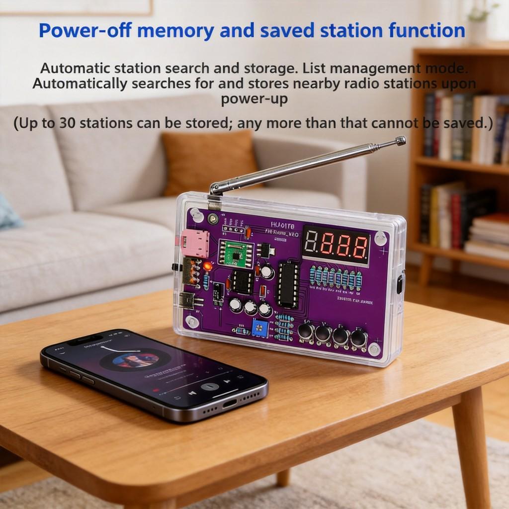 Radio Assembly Kit With Fm Frequency Tuning For Electronics Hobbyists And Diy Makers