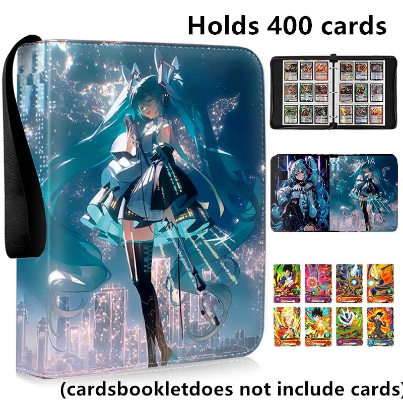 Hatsune Miku 400pcs/900pcs Card Album Book Folder 4/9 Card Slots Collections Zipper Double Pocket Zipper Card Binder Holder