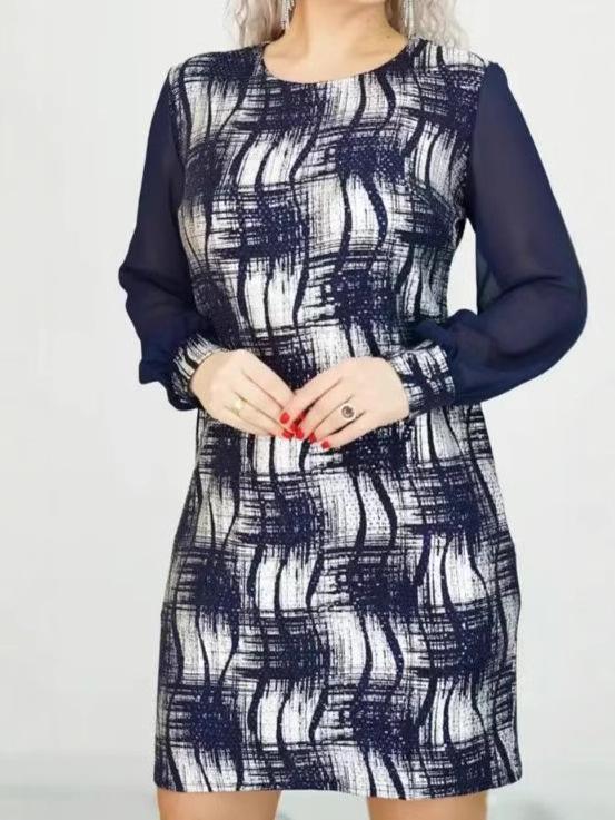 2024 Europäisches & Amerikanisches Damen Herbst Karomuster Freizeitkleid