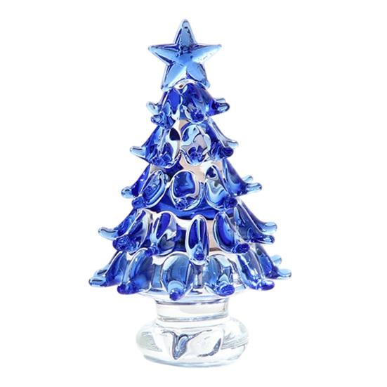 Romantic Christmas Atmosphere Decor Hand Blown Glass Tree Figurine, Faux Crystal Holiday Tabletop Ornament, Festive Seasonal Home Accents Miniature