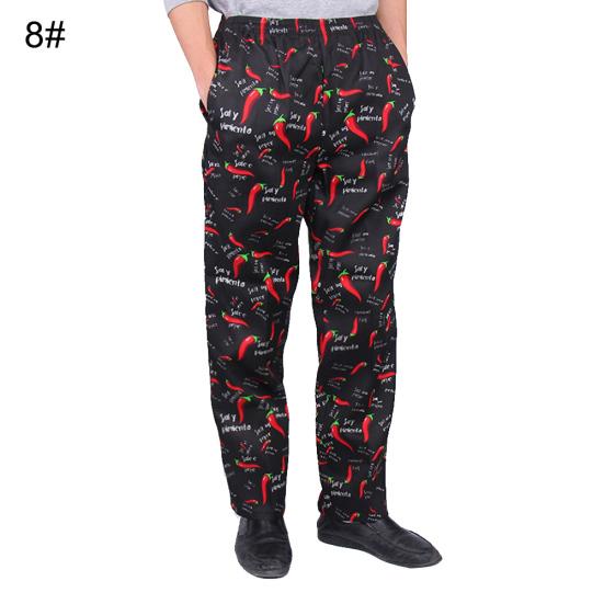 Pantalon Long de Travail pour Homme à Rayures Plaid Imprimé Chili Hôtel Restaurant Cuisine Chef