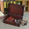 Vintage Wooden Storage Box Treasure Jewelry Container Organizer Retro Pirate Jewelry Trinket Display Case Box Desk Decoration