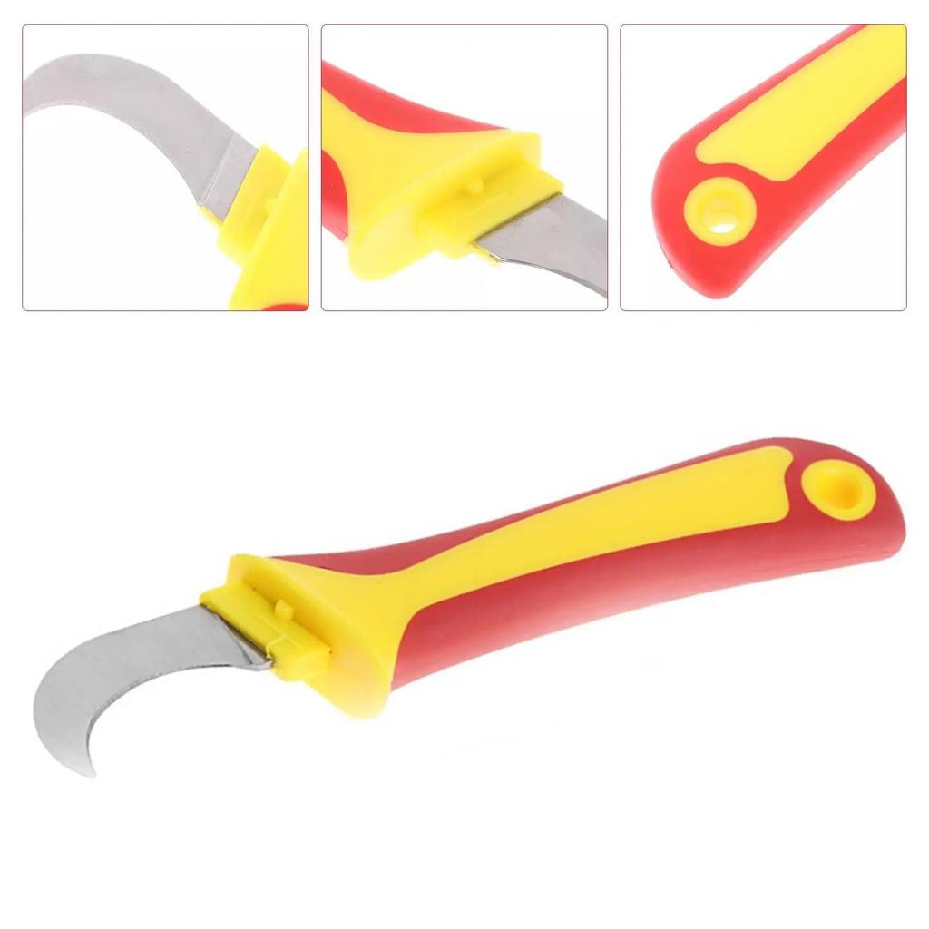 Electrician Knife Straight & Curved Blade Plastic Handle Insulated Wire Stripper Cable Stripping Knife Straight Head