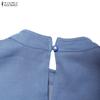 ZANZEA Damen Lässig Rundhals Elegant Locker Langarm Kleid