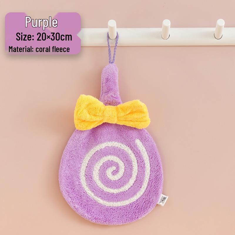 Coral Fleece Absorbent Cartoon Hand Towel - Cute, Hangable, Lint-Free