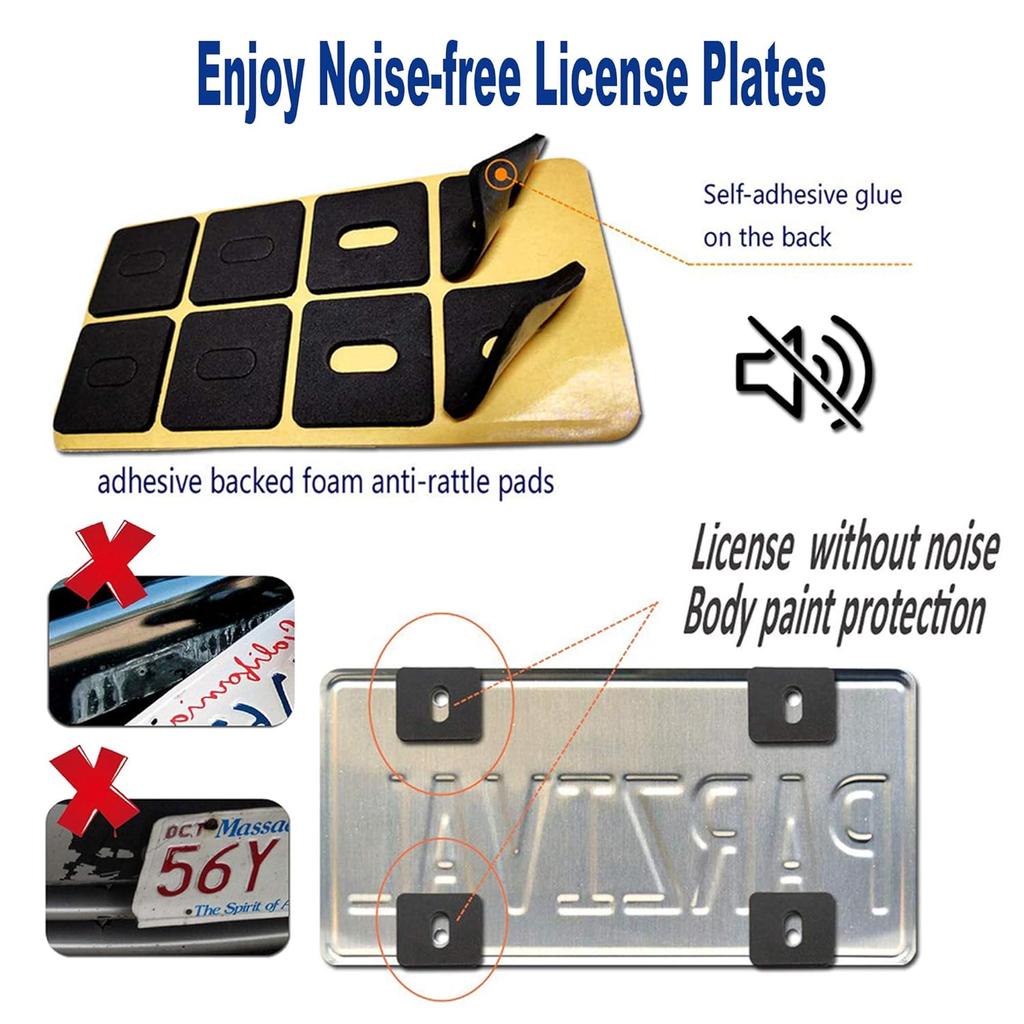 Aootf Anti Theft License Plate Screws- Black Bolts For Locking Car Tag, Frame And Cover, Mounting Hardware Kit For Front/Rear, M6 Stainless Steel