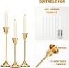 Taper Candle Stick Holder-3PCS Brass Gold Pillar Tall Candlestick Holders Metal Vintage Decor Dinner Table Dining Room Centerpieces Decorations
