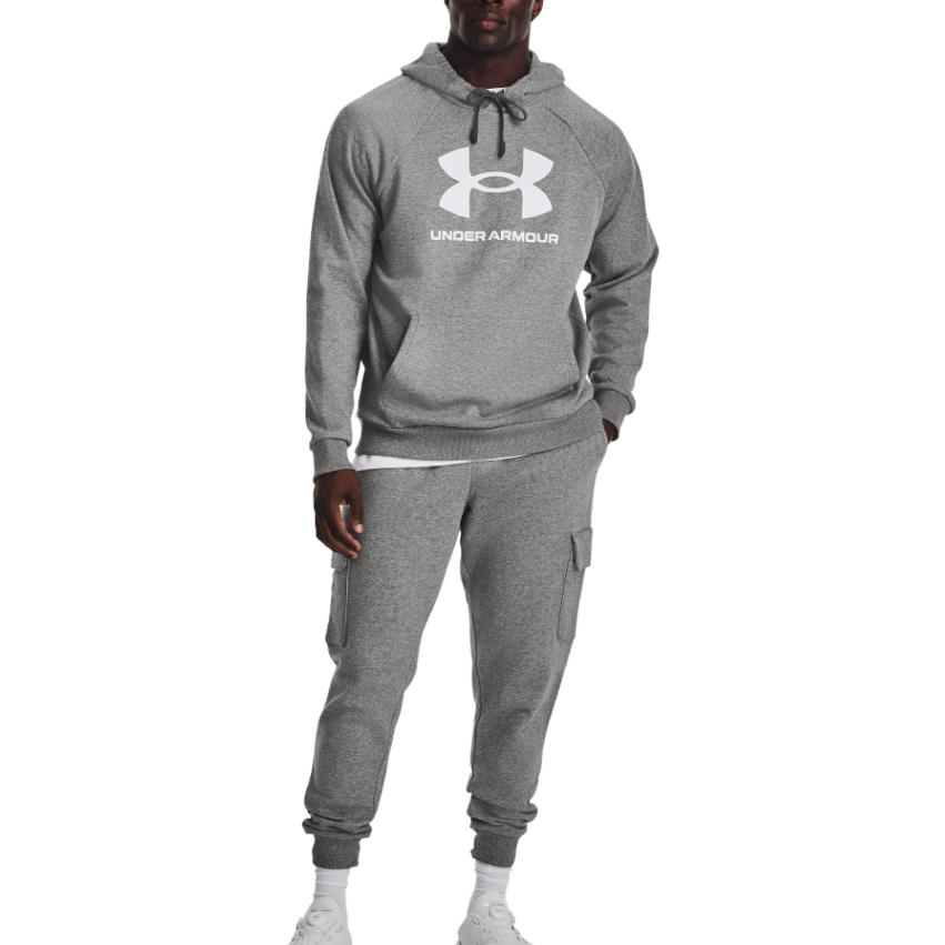 Under Armour Rival Fleece Sweatshirts Men's Gray Hooded Moderate Regular 1379758-025