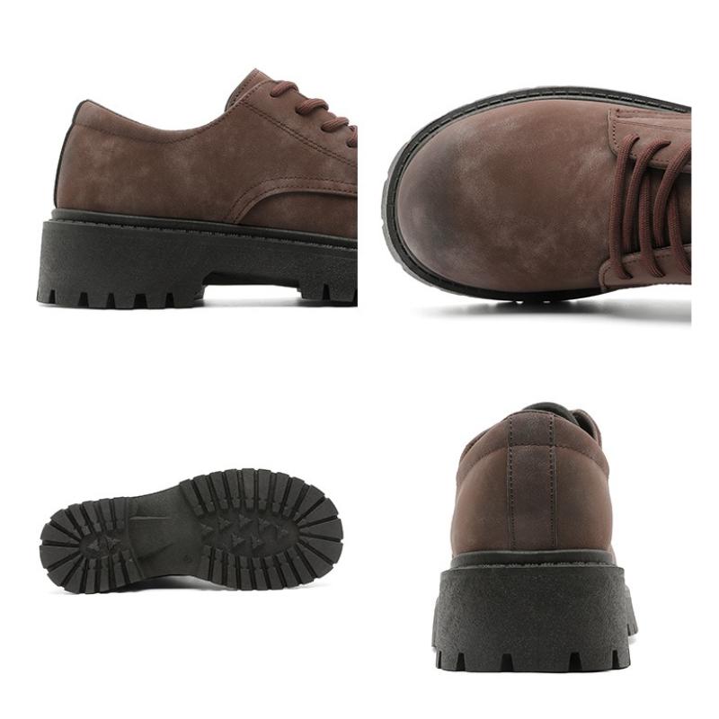 Męskie buty Derby Vintage Buty robocze Gruba podeszwa Skóra zamszowa Oddychające Wygodne Antypoślizgowe Buty podwyższające Męskie Casualowe Sneakersy
