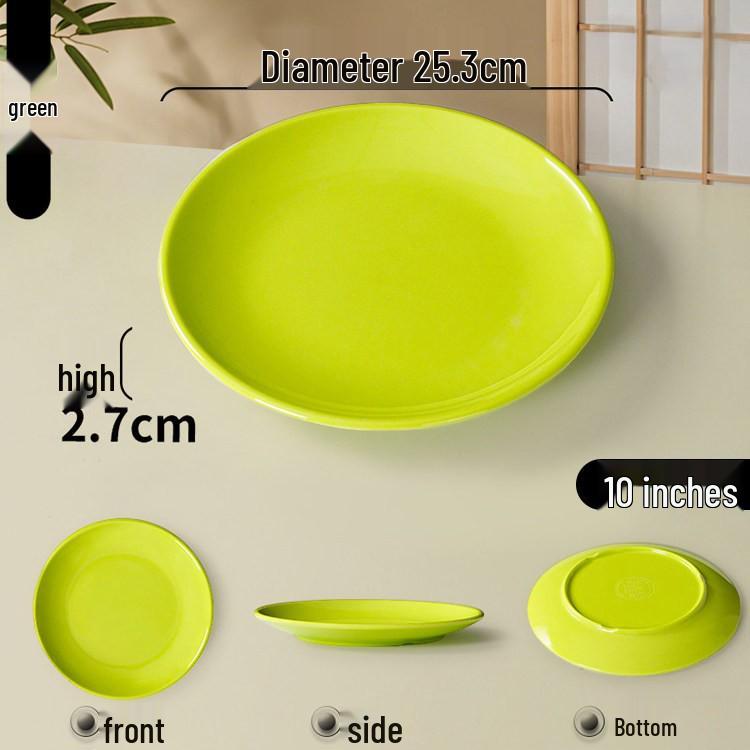 Melamine Round Plate: Porcelain-Look, Two-Color, for Commercial Use In Restaurants and Buffets - Perfect for Fast Food, Rice Bowls, and Cold Dishes.