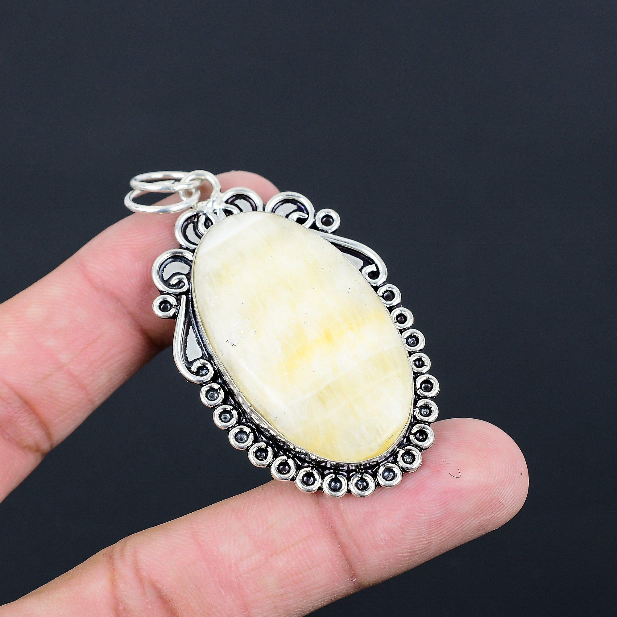 

Gift For Her 925 Sterling Silver Natural Aragonite Gemstone Jewelry Pendant