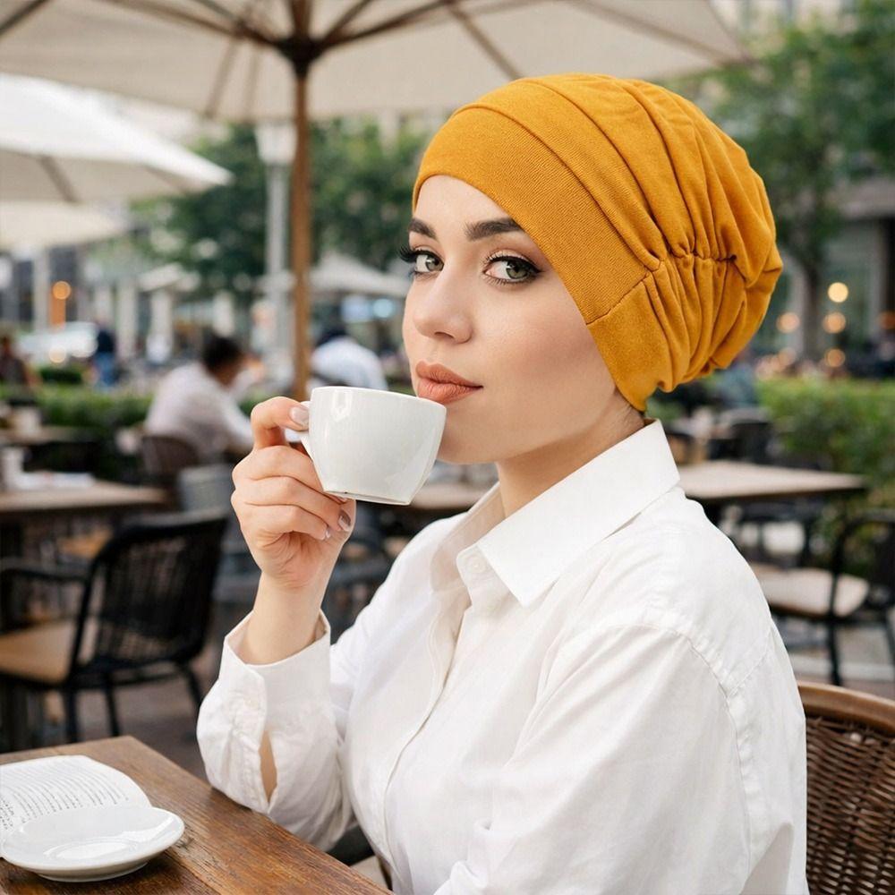 Vintage Hijab Caps Elastic Islamic Headband Comfortable Twist Knot Turban Hat Women Headwear