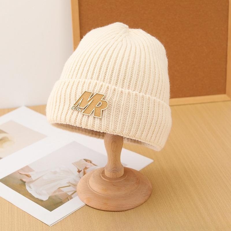 Korean Style Autumn and Winter Label Woolen Hat for Women Velvet Thickened Warm Knitted Hat Versatile Fashionable Cold Hat