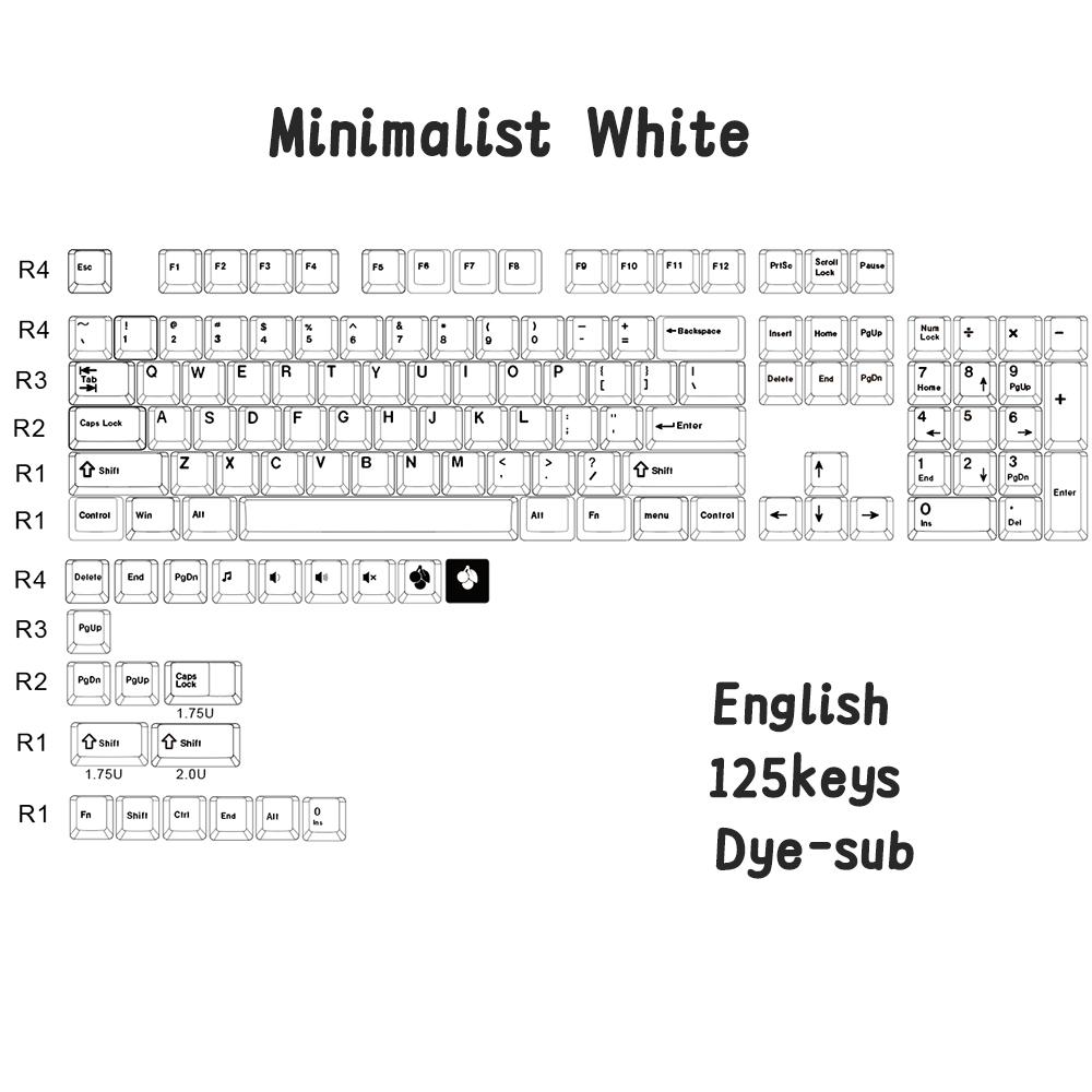 Xiaomi [In stock] Minimalist white Japanese Keycaps Dye-Sub Cherry profile 125 Keys PBT Material