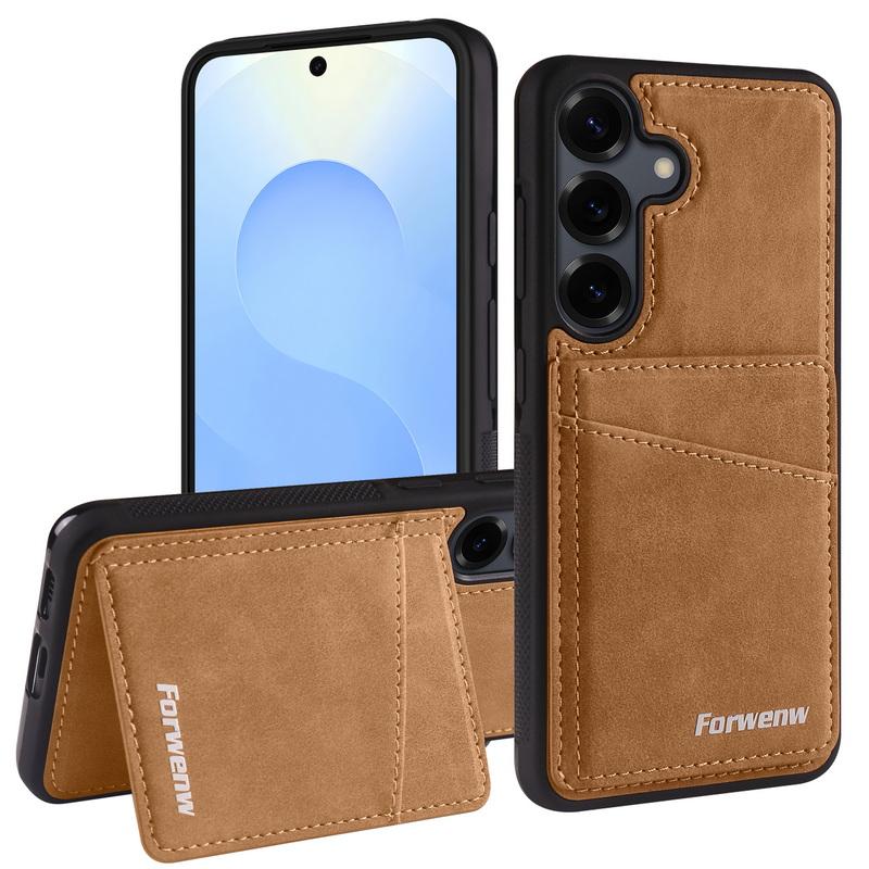 Luxury Back Leather Card Slots Stand Cover Case For Samsung S26 Ultra S25 Edge S24 S23 S22 Plus S21 FE A15 A16 A17 A34 A35 A36 A37 A54 A55 A56 A57 5G