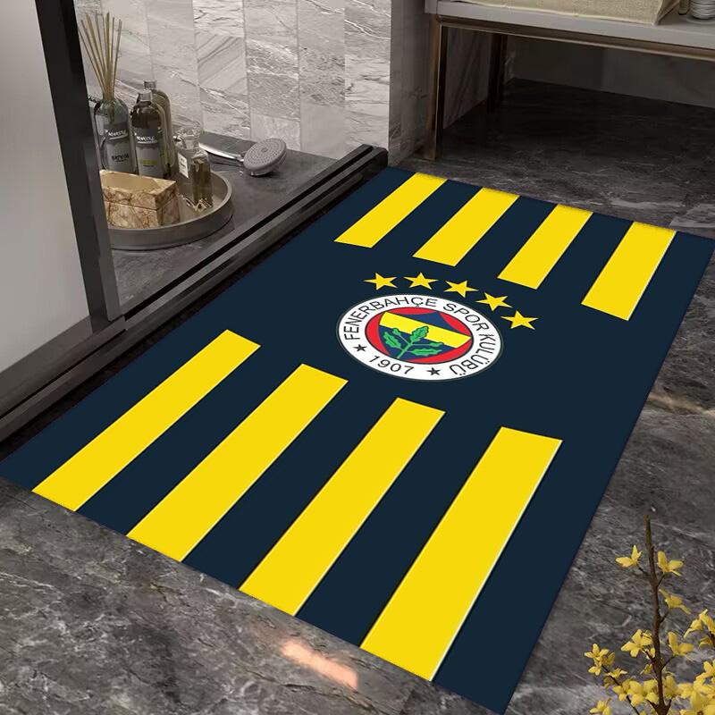 Eredità Fenerbahçe: Tappetini per pavimenti con stampa a motivi del 1907 Zerbino Cuscino per sedia da ufficio per stanza