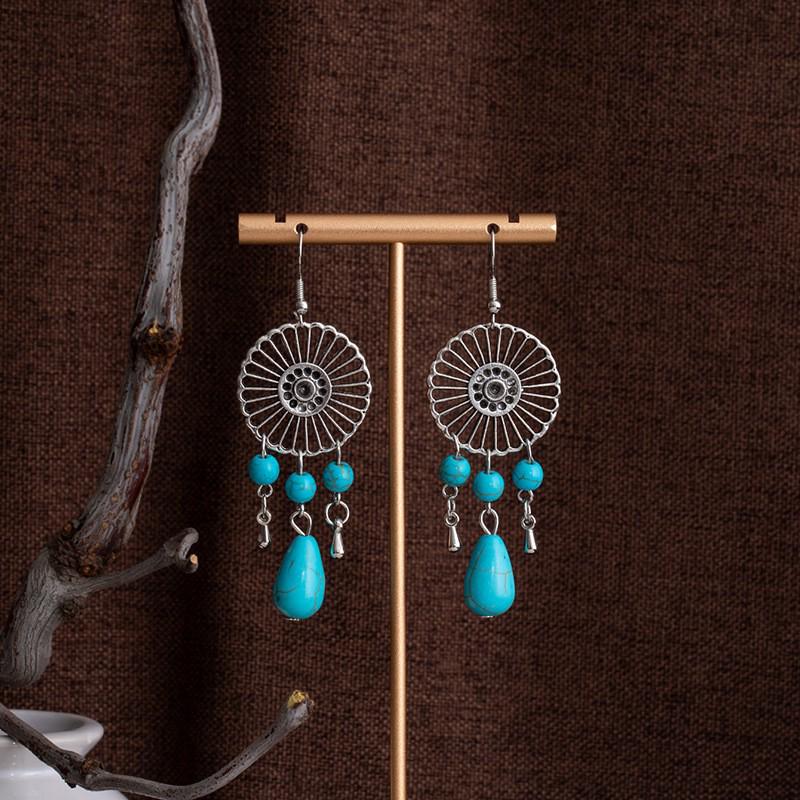 Tibetan Ethnic Bohemian Tassel Turquoise Earrings