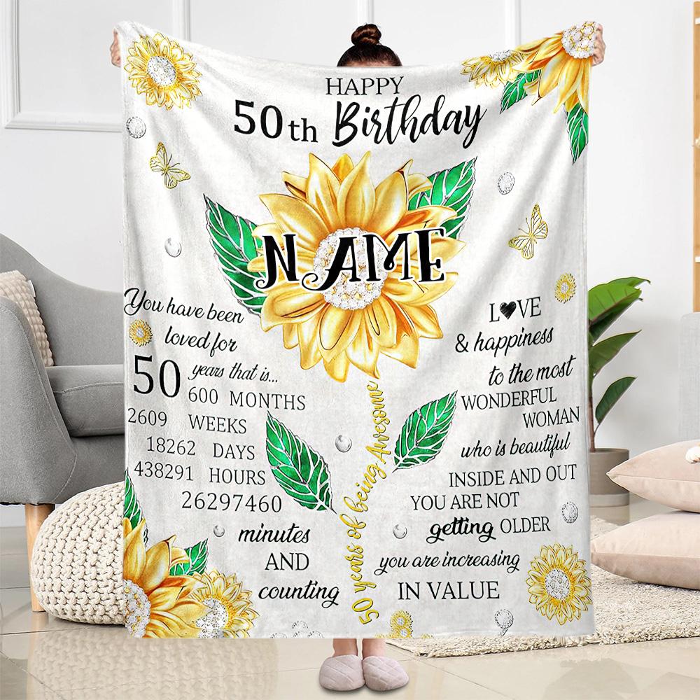 Birthday Style Customize Your Name Blanket Cozy Customizable Blanket Ultra-Soft Versatile for Nap Living Room Livingroom Chair All-Season Use