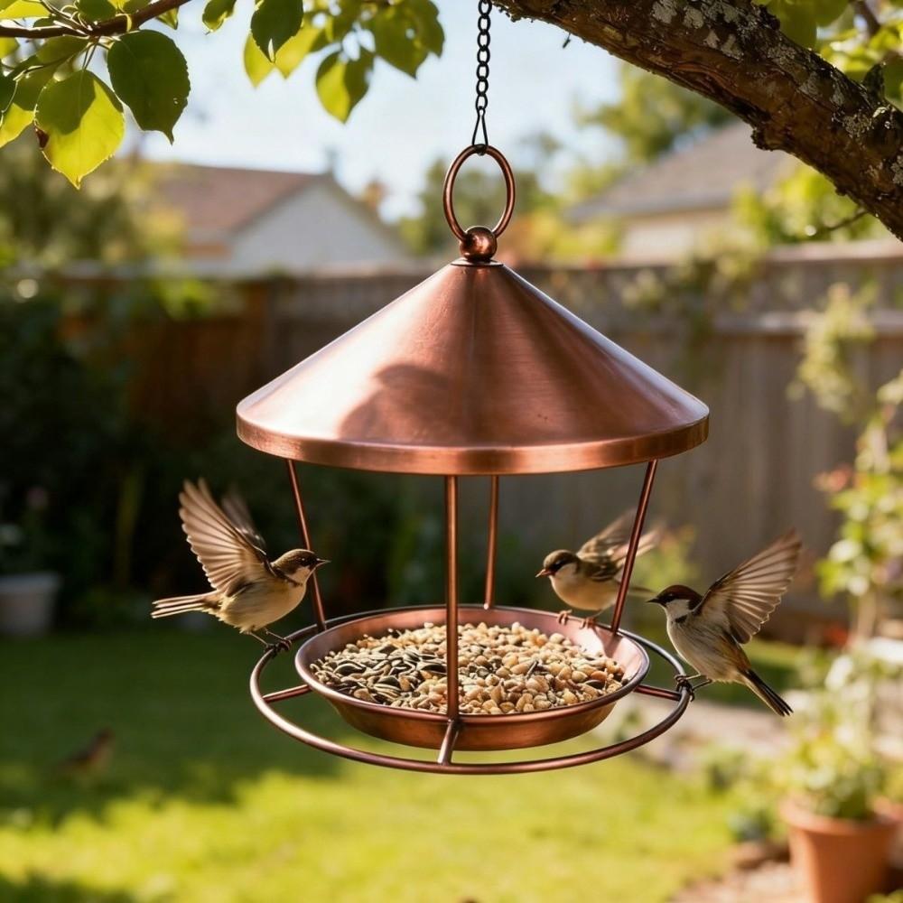 Spacious Holder Hanging Bird Feeder Rustproof Bird Food Container  Outdoor Garden