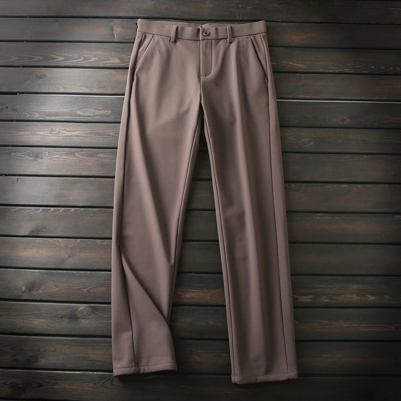 Upgrades/Four-Proof Black Technology, Thickened Composite Warm Fleece Men's Autumn and Winter Business Commuting Casual High-Elasticity Trousers