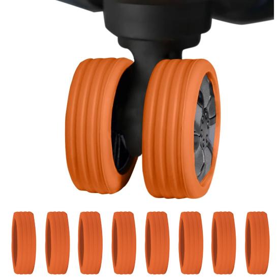 8 Stück bunte Silikon-Schutzhülle für Kofferräder, Schalldämmung und Stoßdämpfung, Gepäckrollenschutz, einfarbig, kratzfest