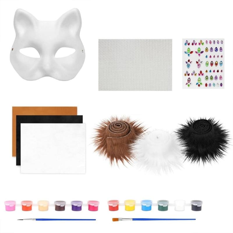 

DIY Cats Mask Craft Kit Creative Costume Mask with Accessories For Halloween Parties And Cosplay and Carnival
