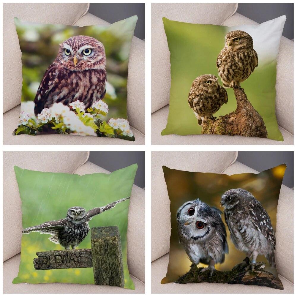 Cute Animal Pillowcase Wild Owl Cushion Cover Decorative Pillowcase Sofa Home Children's Room
