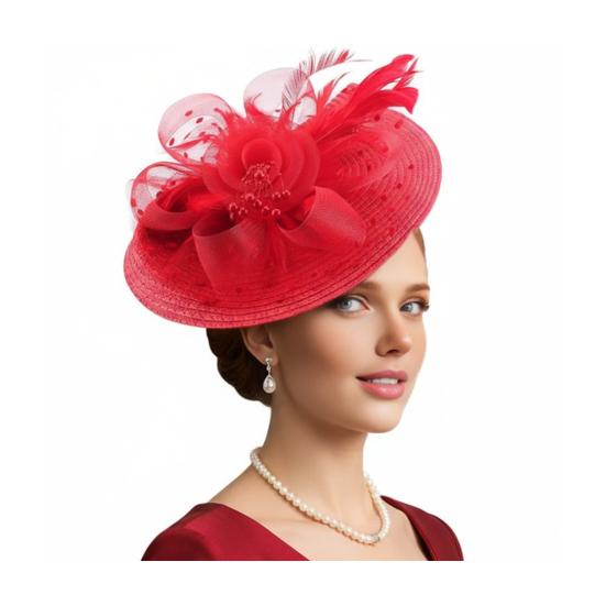 Genomskinlig Nätblomma Fascinatorhatt Vintage Tebjudning Dam Vävhatt Bröllop Cocktail