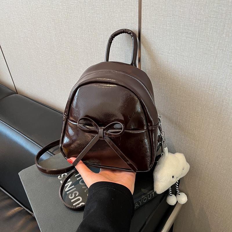 Girls Backpack 2025 New Bow Mini Backpack Retro Parent-child Pu Backpack Schoolbag Versatile