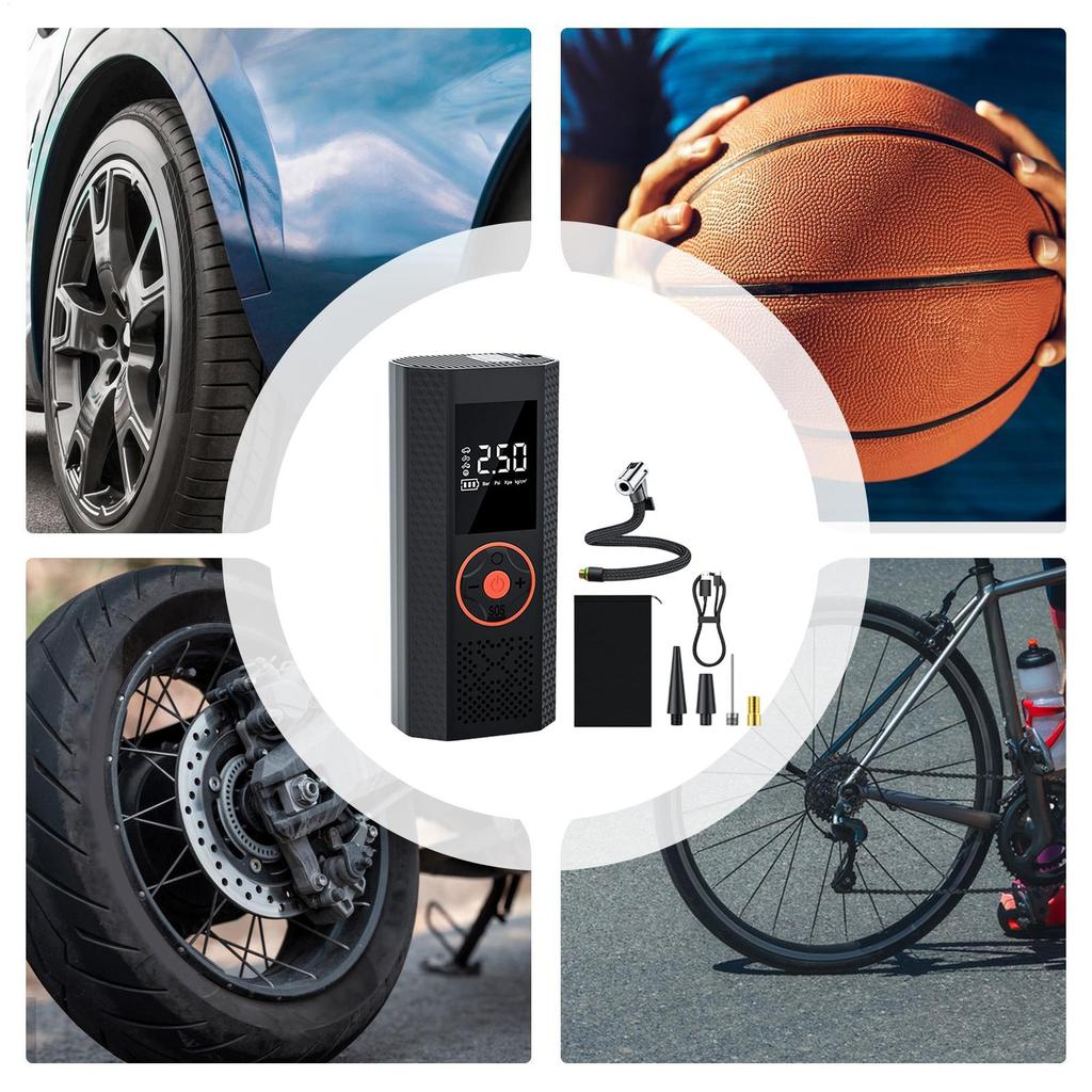 Portable Air Pump Rechargeable Cordless Auto Shut Off Car Tire Inflator Bike Pump For Motorcycle Bike Vehicle Electric Scooter