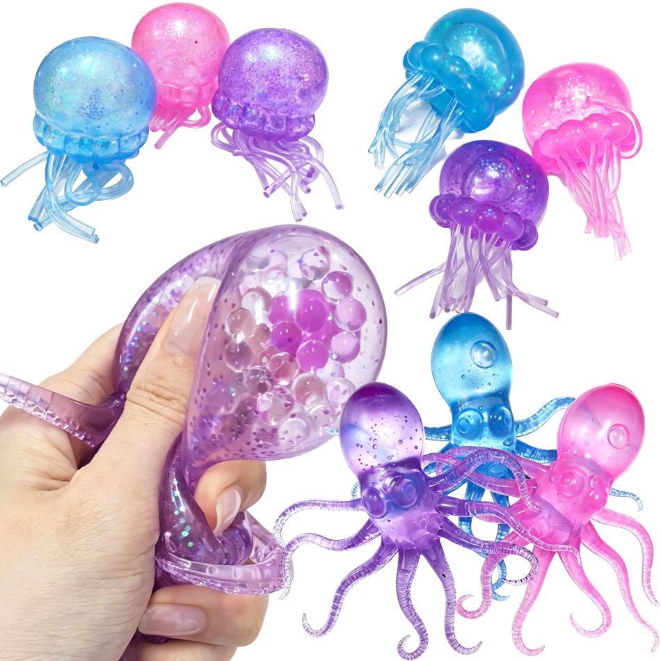 Trending Nee Doh Jellyfish & Cube Squish Toy Soft Jelly Squeeze Stress Relief Fidget Sensory Toy For & Adults