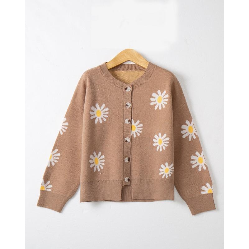 Women S Long Sleeve Knit Cardigan Floral Embroidered Loose Fit Daily Urban Wear