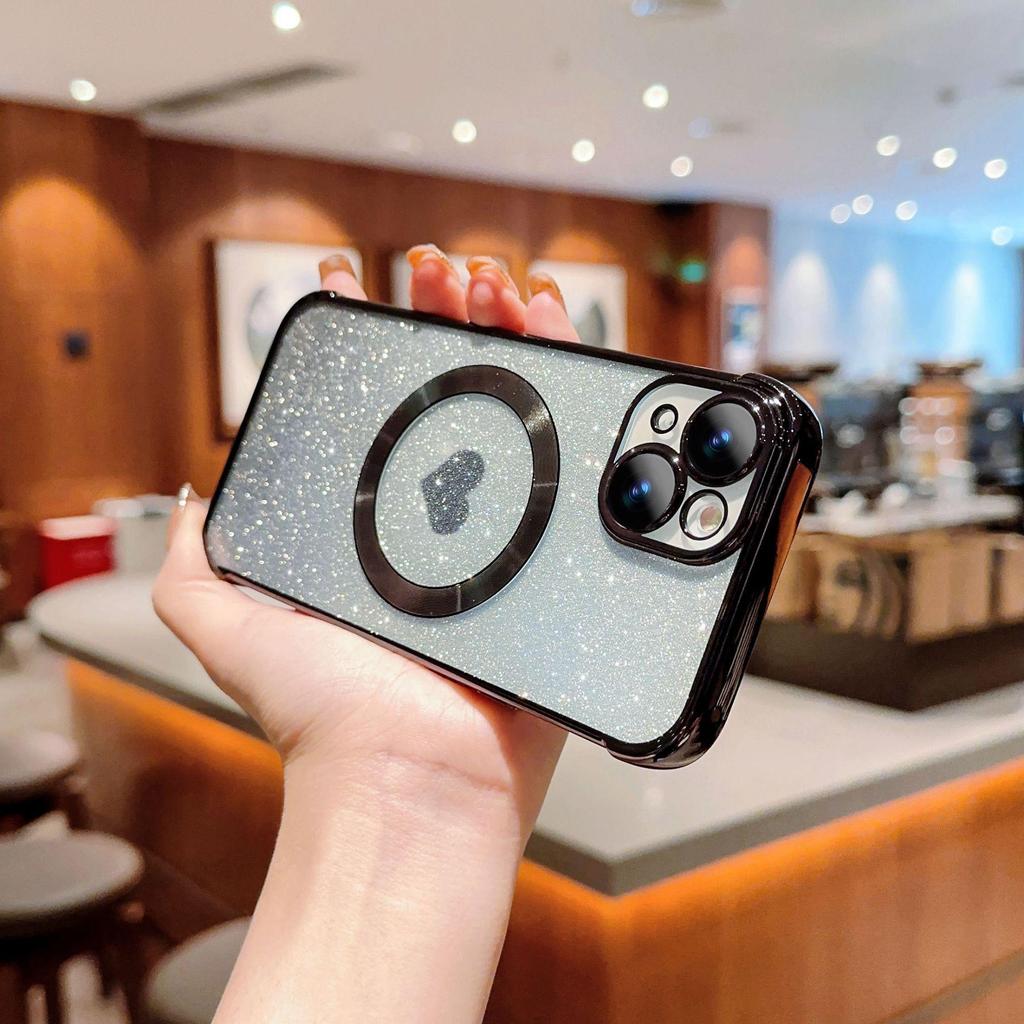 iPhone 15 Pro Heart Gradient Glitter Magnetic Case - Soft, Protective for Apple 13/11