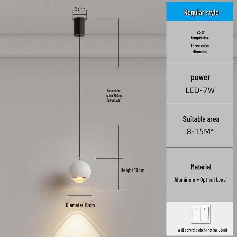 Modern Touch Switch Pendant Light for Bedroom, Living Room, or Study - Adjustable Headboard and Background Wall Lighting