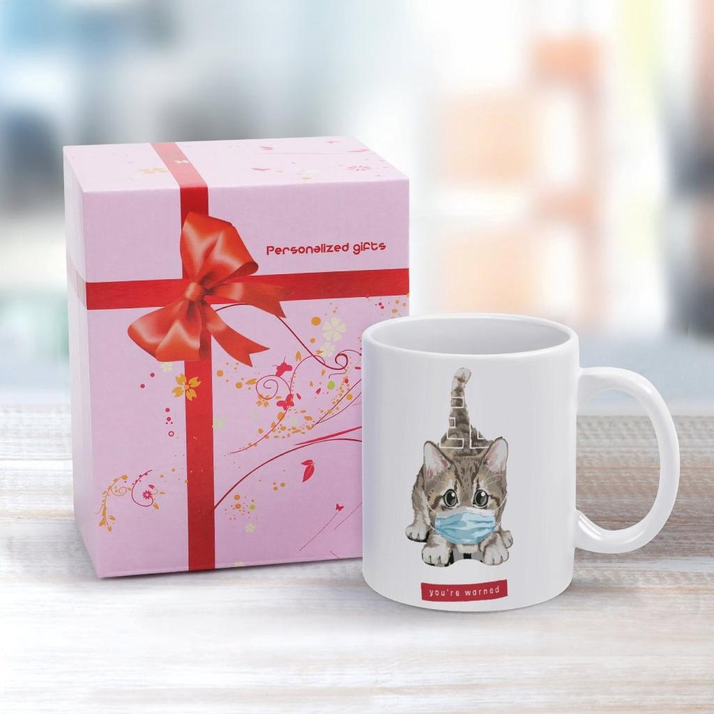 1 Förpackning 11oz Vit Keramisk Mugg Dubbelsidigt Tryckt Display Hållbar Kaffekopp Perfekt För Hemmakontoret Daglig Gåva
