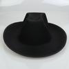 Unisex Western Cowboy Hat Wide Brim Roll‑Up Brim Double‑Top Felt Fedora Hat,10 Colors,Multiple Optional Detachable Hat Bands