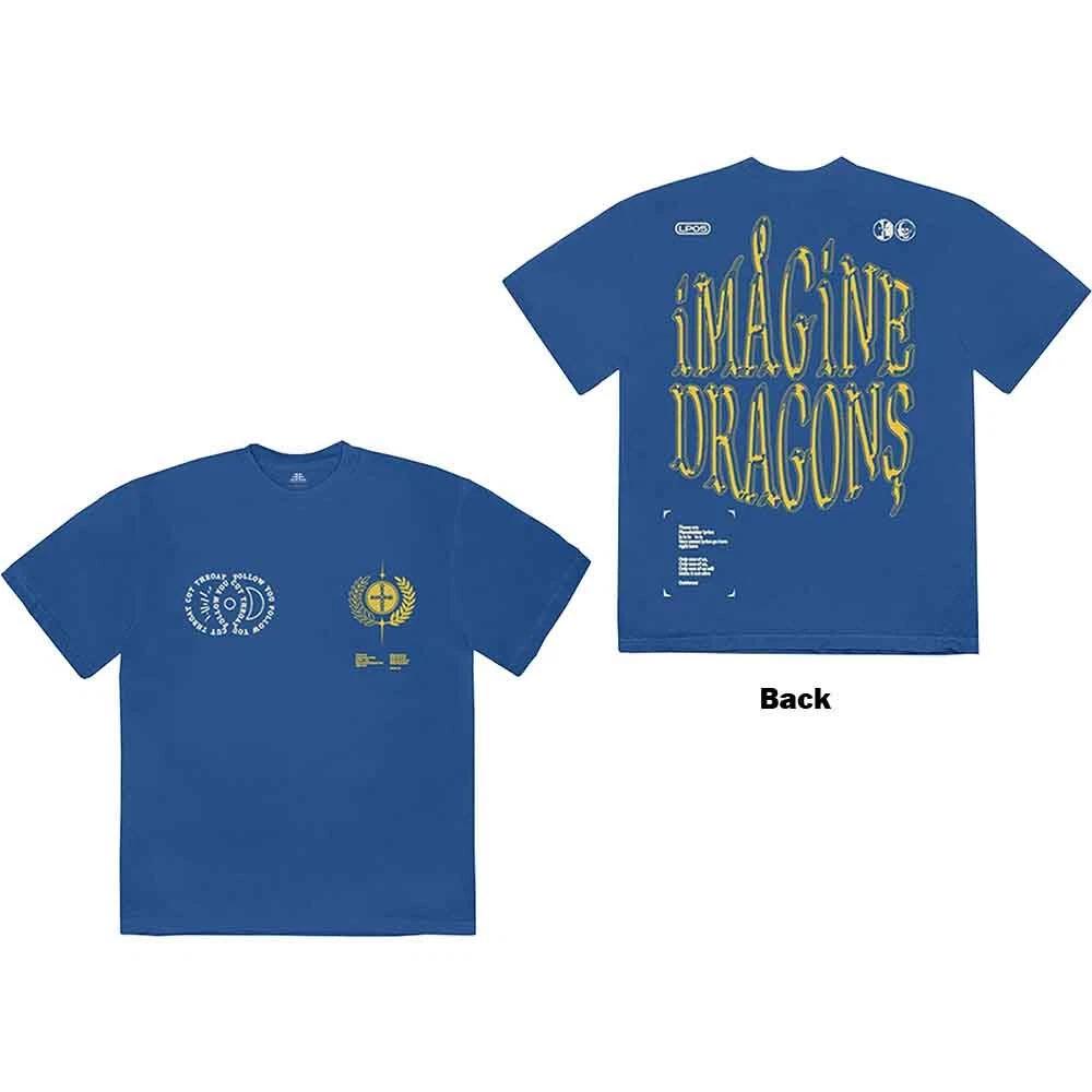 Imagine Dragons T Shirt Lyrics Band Logo Official Mens Blue XL 2XL