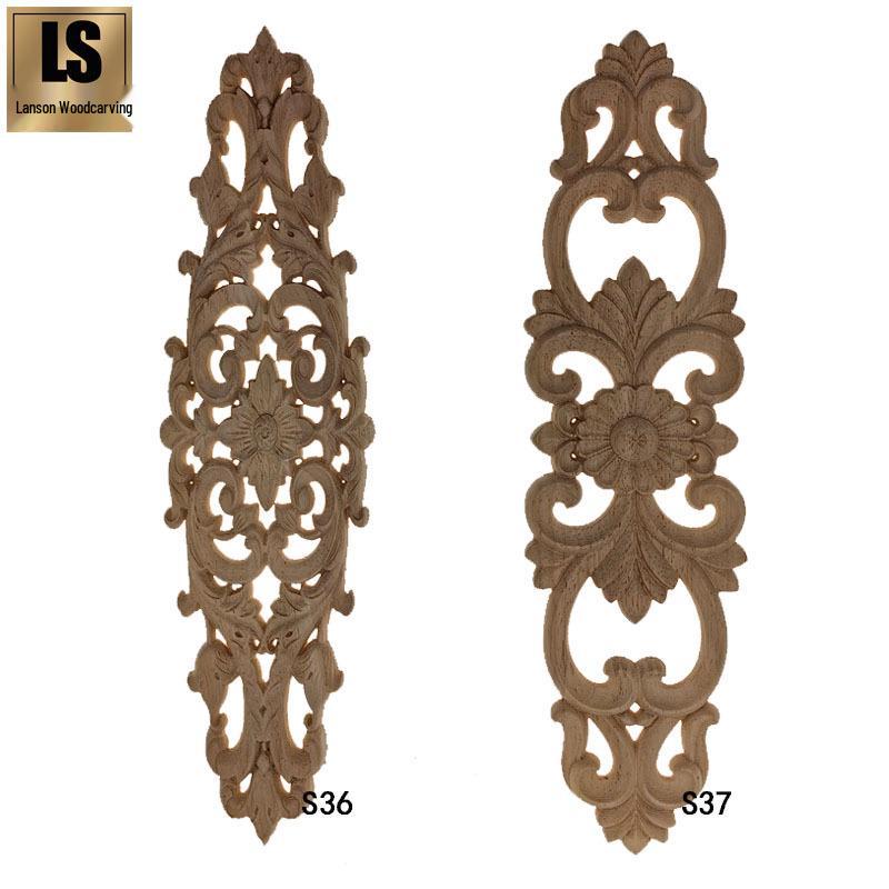 European Style Solid Wood Carved Furniture Decals - Finely Detailed Door & Cabinet Accessories S36 - 30x8cm
