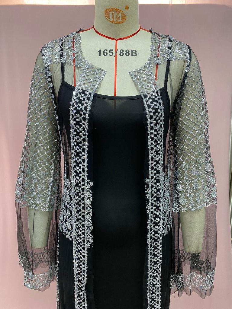 2025 European & American Women's Hot Stamping Sexy Shawl Two-Piece Evening Dress