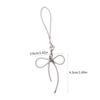 Simple Bowknot Phone Lanyard Wrist Strap Silver Color Butterfly Bow Phone Charm Antilost Cellphone Strap Hanging Rope